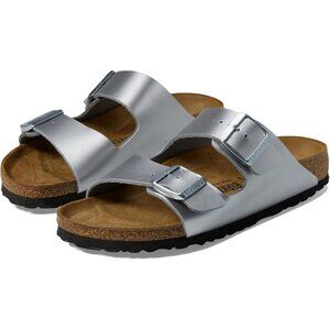 Birkenstock Shoes Arizona Birko Flor Silver Sandals